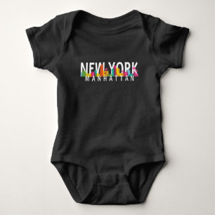 New York Manhattan Skyline mit Palmen Baby Strampler