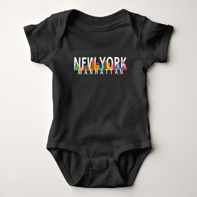 New York Manhattan Skyline mit Palmen Baby Strampler (Vorderseite)