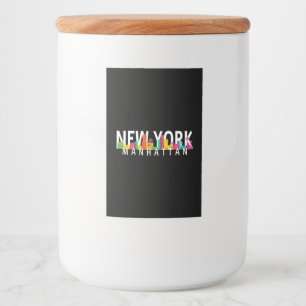 New York Manhattan Skyline mit Palmen Lebensmitteletikett