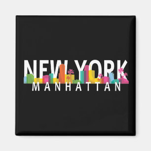 New York Manhattan Skyline mit Palmen Magnet