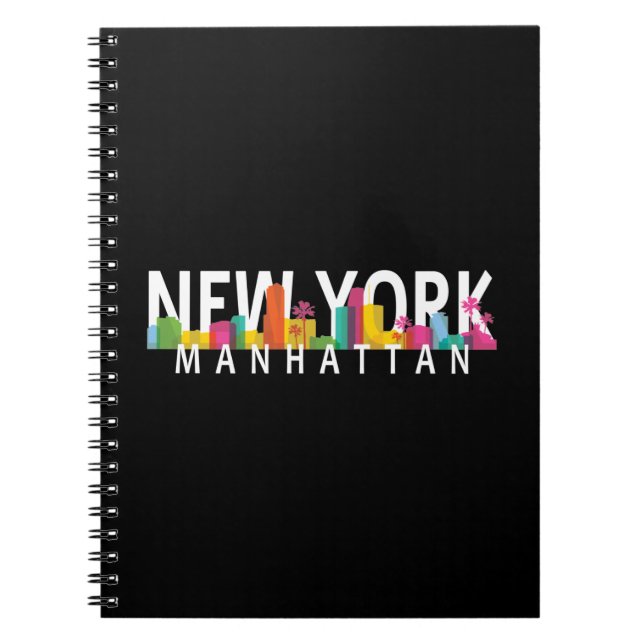 New York Manhattan Skyline mit Palmen Notizblock (Vorderseite)