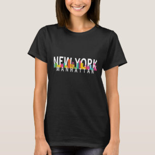 New York Manhattan Skyline mit Palmen T-Shirt