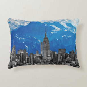 New York Manhattan Wolkenkratzer mit Blue Mountain Dekokissen