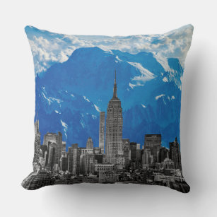New York Manhattan Wolkenkratzer mit Blue Mountain Kissen