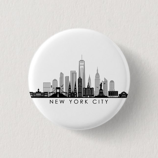 NEW YORK Manhatten USA City Skyline Silhouette Button (Vorderseite)