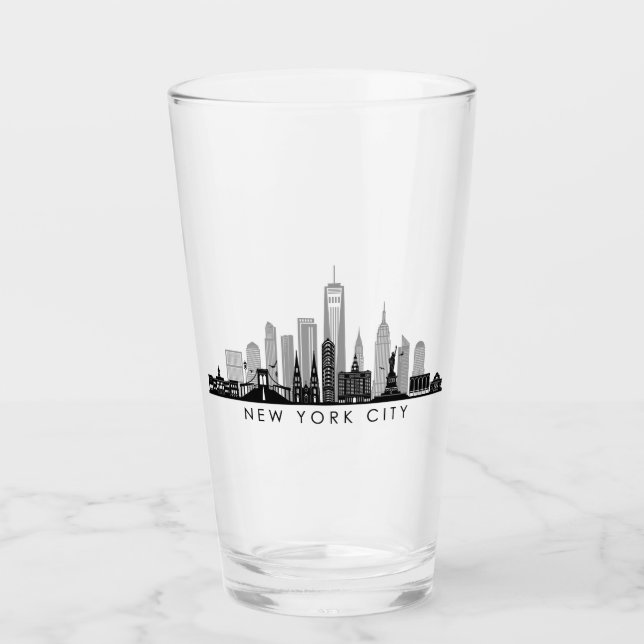 NEW YORK Manhatten USA City Skyline Silhouette Glas (Vorderseite)