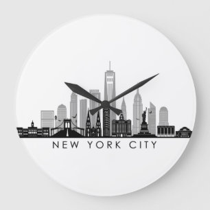 NEW YORK Manhatten USA City Skyline Silhouette Große Wanduhr