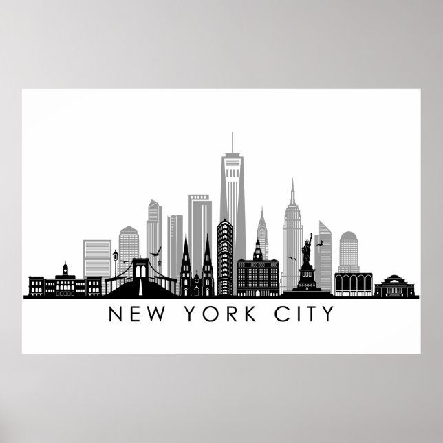 NEW YORK Manhatten USA City Skyline Silhouette Poster (Vorne)