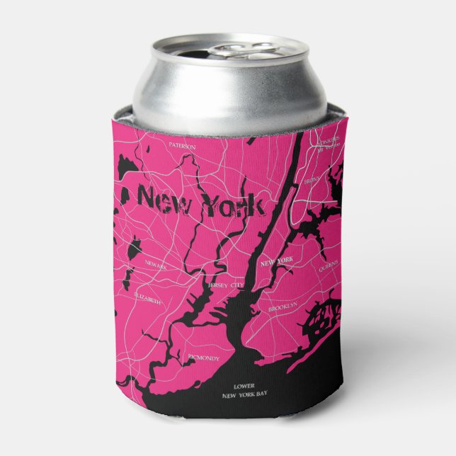 New York Map, Black and Pink Dosenkühler (Kanne Vorderseite)