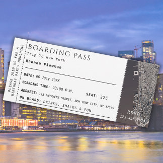 New York Map Boarding Pass Flugzeug Ticket
