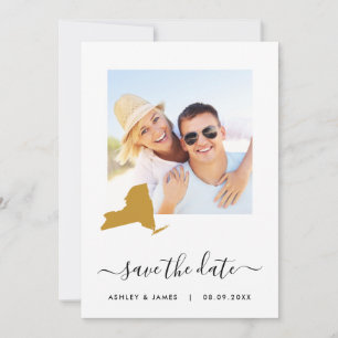 New York Map Foto Wedding Save the Date Card