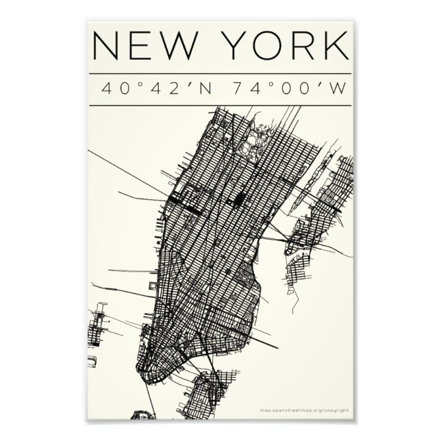 New York Map Poster – Minimal Street Art (Vorne)