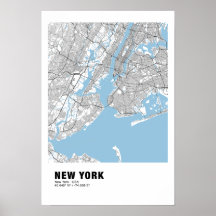 New York Map Poster - New York White Map