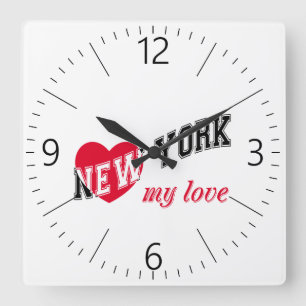 New York meine Liebe Quadratische Wanduhr