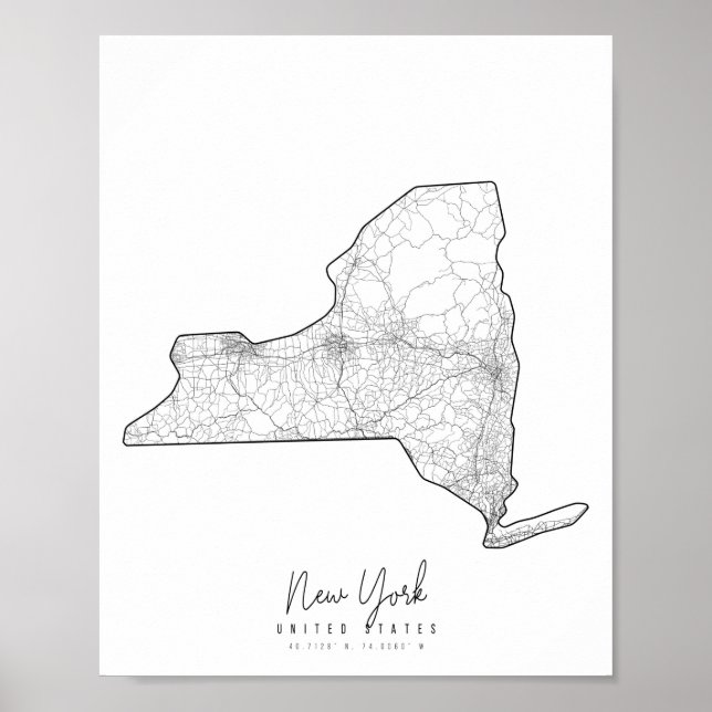 New York Minimal Street Map Poster (Vorne)