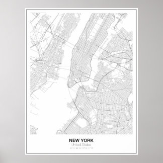 New York Minimalistisch Map Poster