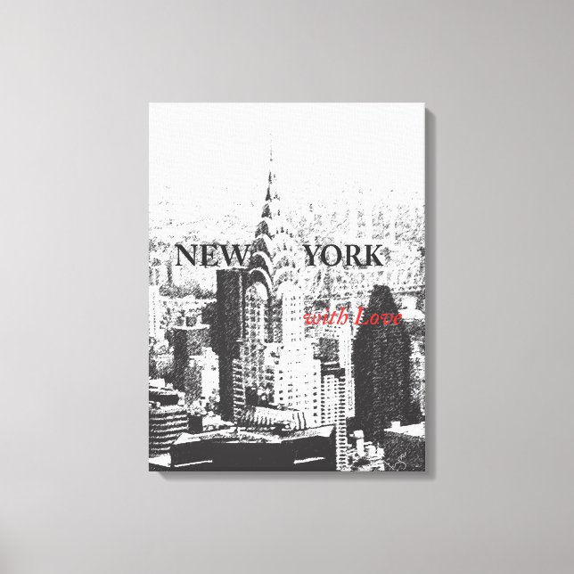 New York mit Liebe Poster Leinwanddruck (Vorderseite)