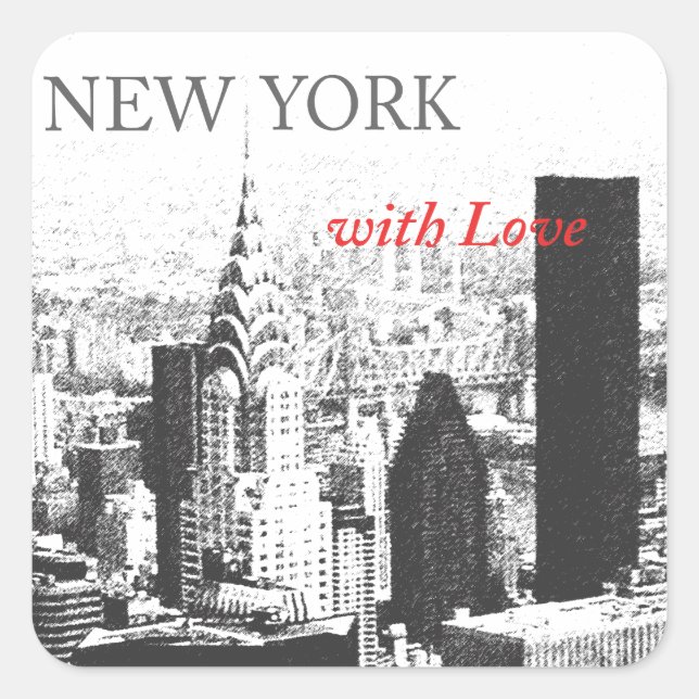 New York mit Liebe Quadratischer Aufkleber (Vorderseite)