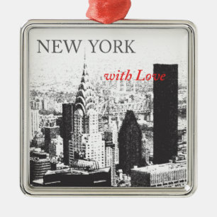 New York mit Liebe Silbernes Ornament