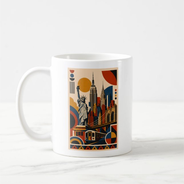 New York Modern – Geometrischer Kunstbecher Kaffeetasse (Links)