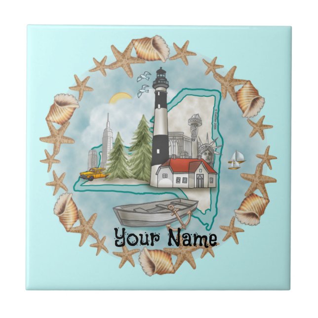 New York Muscheln Lighthouse Tile Fliese (Vorderseite)