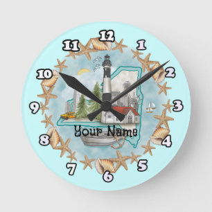New York Muscheln Lighthouse Uhr