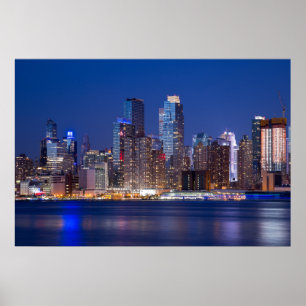 New York Nacht Skyline Poster