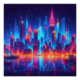 New York Neon Lights Poster
