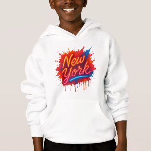 New York Neon Street Art - farbenfrohe Retro Hoodie