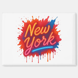 New York Neon Street Art - farbenfrohe Retro Magnet