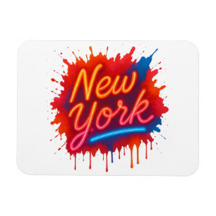 New York Neon Street Art - farbenfrohe Retro Magnet