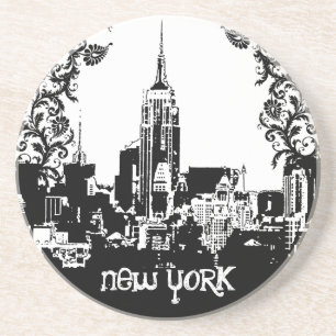 New York New York Skyline Damask Untersetzer