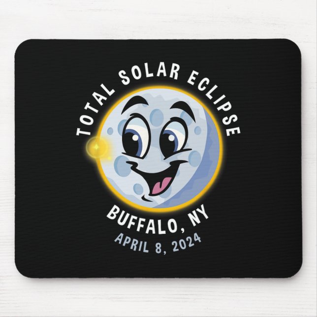 New York Niedlich Solar Eclipse 8. April 2024 Mond Mousepad (Vorne)
