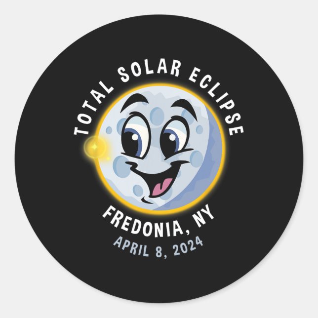 New York Niedlich Solar Eclipse 8. April 2024 Mond Runder Aufkleber (Vorderseite)