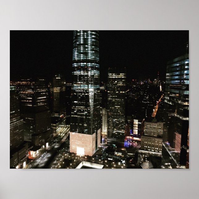 New York Night Downtown NYC Manhattan Wolkenkratze Poster (Vorne)