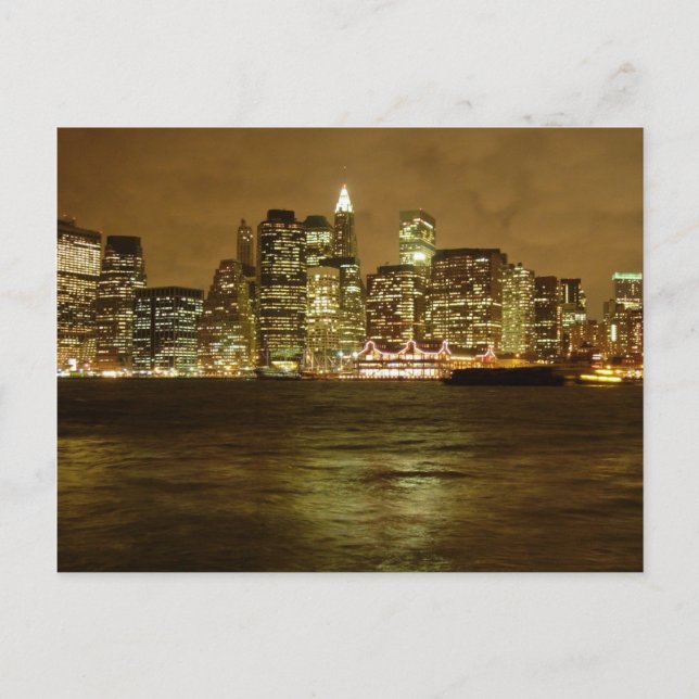 New York Night Postcard Postkarte (Vorderseite)