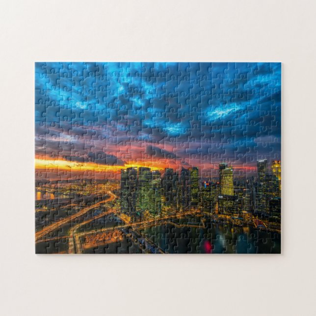 New York Night Skyline Foto Puzzle (Horizontal)