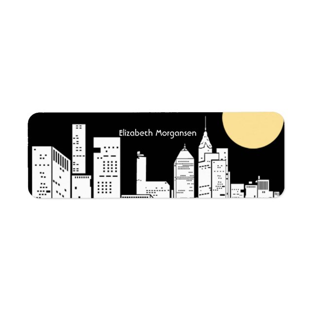 New York Night Skyline Silhouette Label (Vorne)