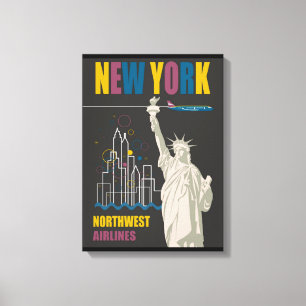 New York Northwest Airlines Stretched Canvas Print Leinwanddruck