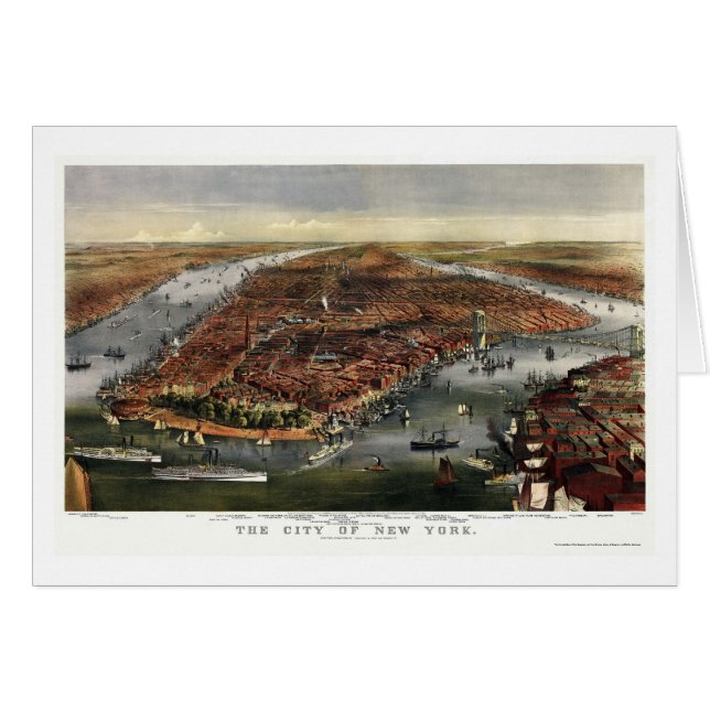 New York, NY panoramische Karte - 1870 (Vorderseite (Horizontal))