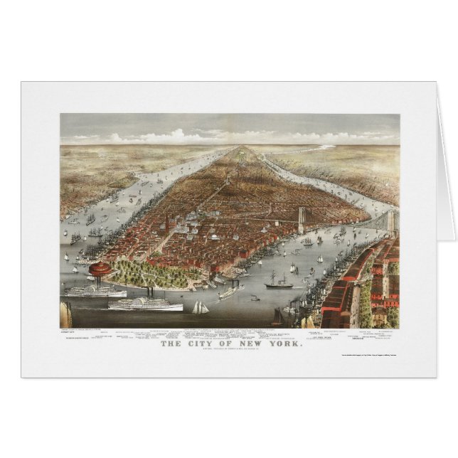 New York, NY panoramische Karte - 1876 (Vorderseite (Horizontal))