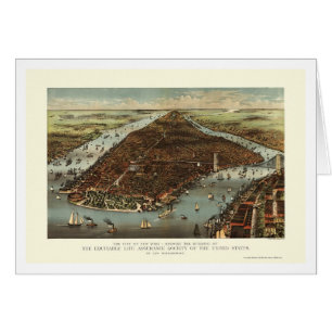 New York, NY panoramische Karte - 1883