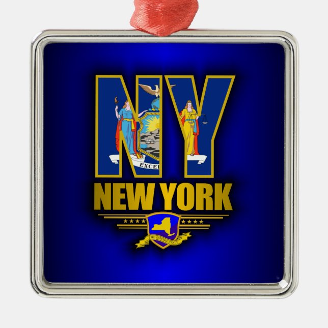 New York (NY) Silbernes Ornament (Vorne)