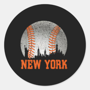 New York Ny Skyline Baseball trifft auf Gameday Runder Aufkleber