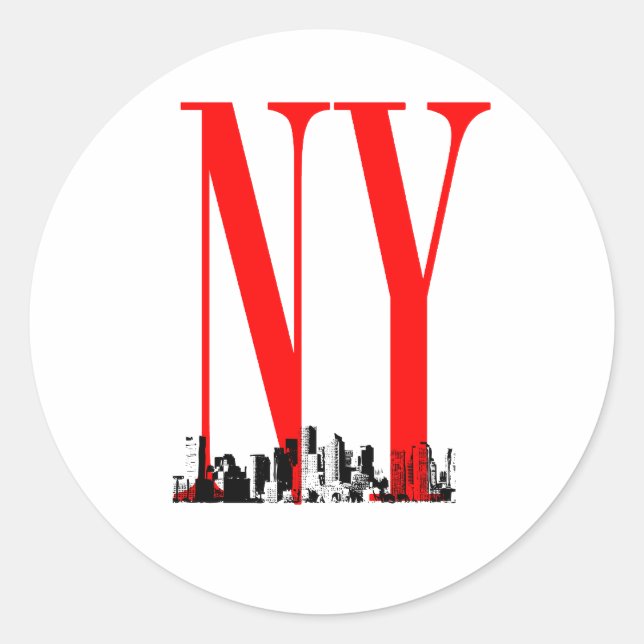 New York NY Skyline Logo Design Runder Aufkleber (Vorderseite)