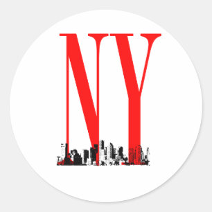 New York NY Skyline Logo Design Runder Aufkleber