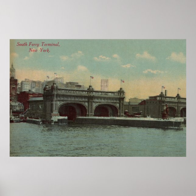 New York, NY - South Ferry Terminal Gebäude Poster (Vorne)