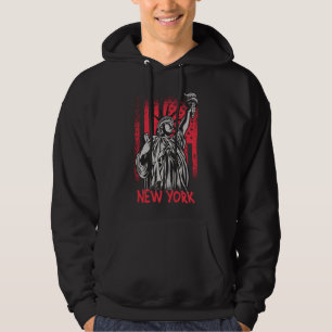 New York NY Statue of Liberty USA Flag Hoodie