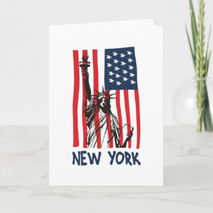 New York NY Statue of Liberty USA Flag Karte