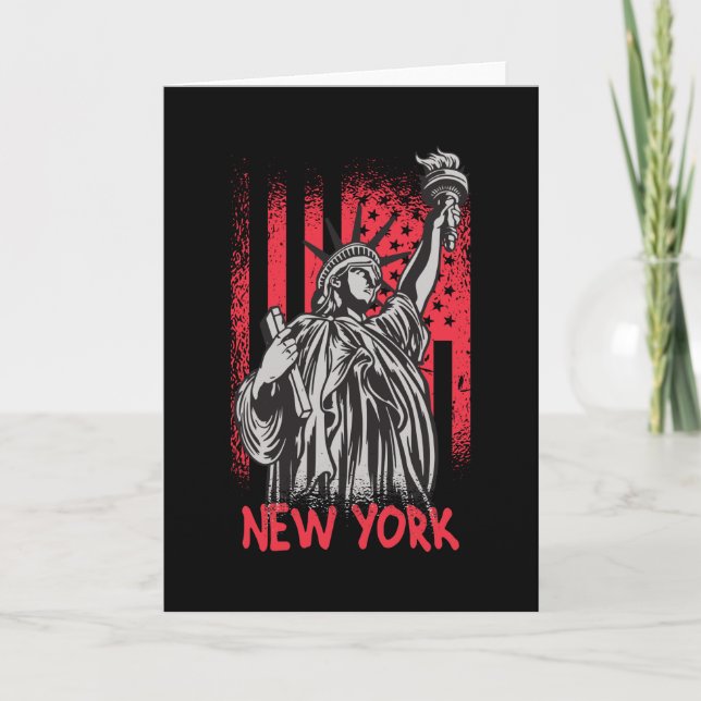 New York NY Statue of Liberty USA Flag Karte (Vorderseite)